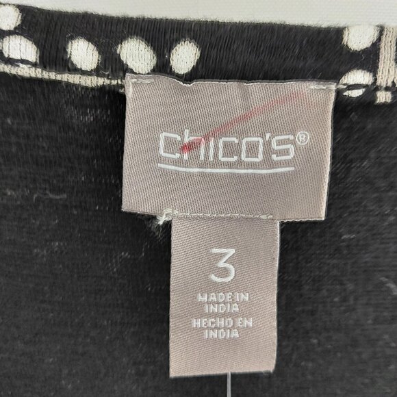 Chico's Short Sleeve Shift Dress Size XL Black Paisley Pullover Ruffle Sleeve - Picture 5 of 8